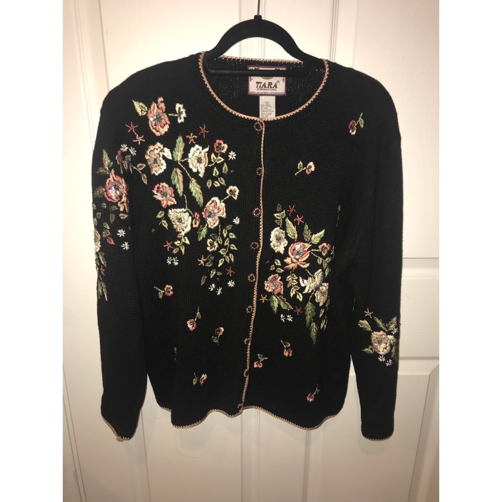 Tiara international floral cardigan